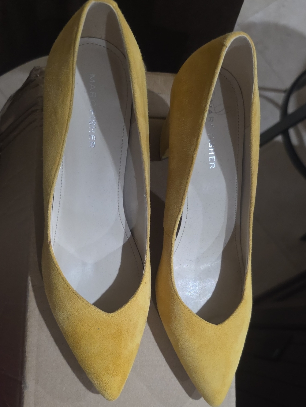 Marc Fisher Mustard Suede Pointed Toe Pumps